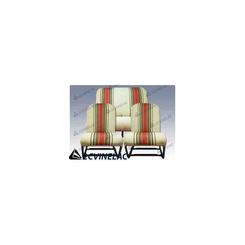 REF 3143. JUEGO FUNDAS CON FALDON RAYAS BEIGE. SIMETRICA