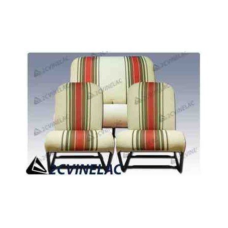 REF 3143. JUEGO FUNDAS CON FALDON RAYAS BEIGE. SIMETRICA