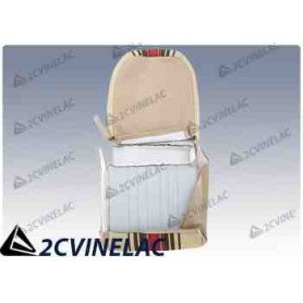 REF 3148. JUEGO FUNDAS CON FALDON RAYAS BEIGE ASIMETRICA