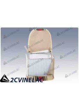REF 3148. JUEGO FUNDAS CON FALDON RAYAS BEIGE ASIMETRICA