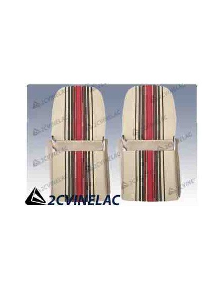 REF 3148. JUEGO FUNDAS CON FALDON RAYAS BEIGE ASIMETRICA