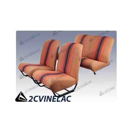 REF 3295. JUEGO FUNDAS CON FALDON ASIMETRICA, RAYADO NARANJA